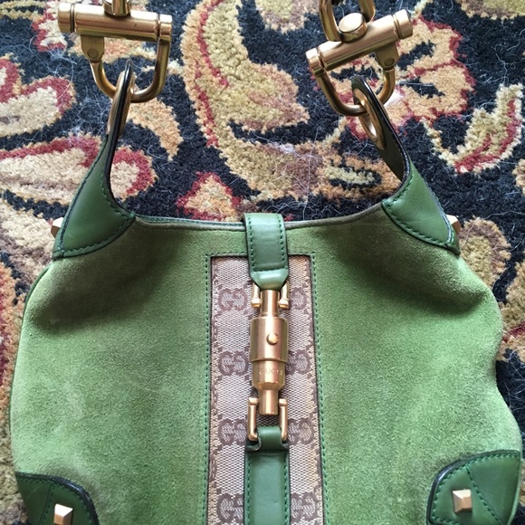 PRICE DROP Authentic Gucci hobo handbag green sued - Picture 2 of 6